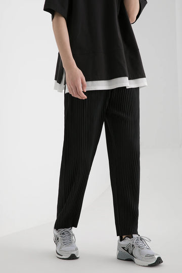 Miyake Pants For Men Straight pants Casual Fashion Trousers Loose Korean Style Pants Men Clothing Bottoms